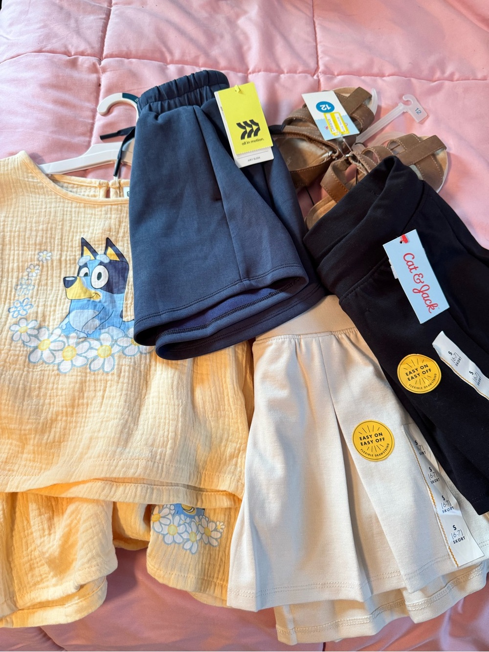 Cat & Jack Black bundle - Pull-On Skorts with Elastic Waistband, sandals